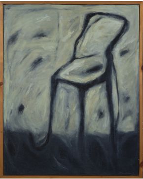 2483-ANTONIO MEDINA (Murcia 1951). "Silla natural". 1993. Óleo sobre lienzo. Medidas: 110 x 140 cm.