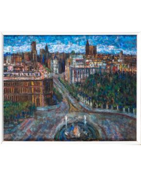 247-MOLER Vista de la Cibeles"". 1988 Óleo sobre lienzo Firmado y fechado 1988 Medidas: 72 x 91,5 cm.""