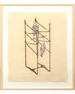 71-JONATHAN HAMMER (Chicago 1960) Seesaw"". 2005 Gouache, grafito y lapices sobre papel Firmado, fechado y titul