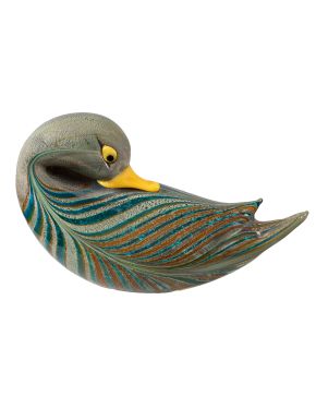 312-Pato en cristal de Murano de Franco Moretti, Venecia, c. 1970 Medidas: 13 x 23,5 x 10 cm.