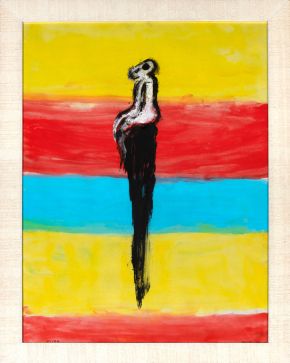 158-VICTOR MIRA (Zaragoza 1949-Munich 2003) “Estilita”. 1989 Gouache y ceras sobre papel Firmado, fechado y tit